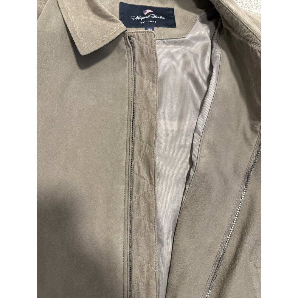 Newport Harbor Tailored Bomber Jacket Faux Suede Size L Tan/Beige/Khaki, Lined - Picture 11 of 15